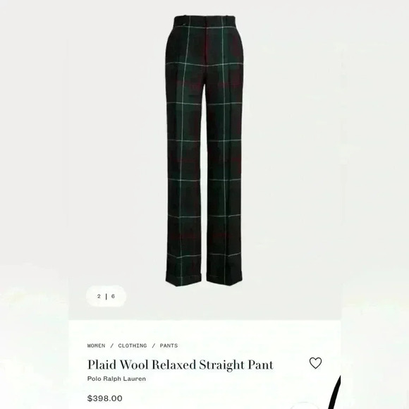 Plaid Wool Relaxed Straight Pant Polo Ralph Lauren size 8 Woman’s - Picture 15 of 15